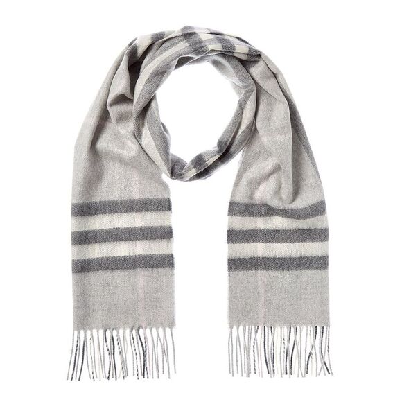 Burberry Check Cashmere Scarf, Grey - Picture 1 of 2